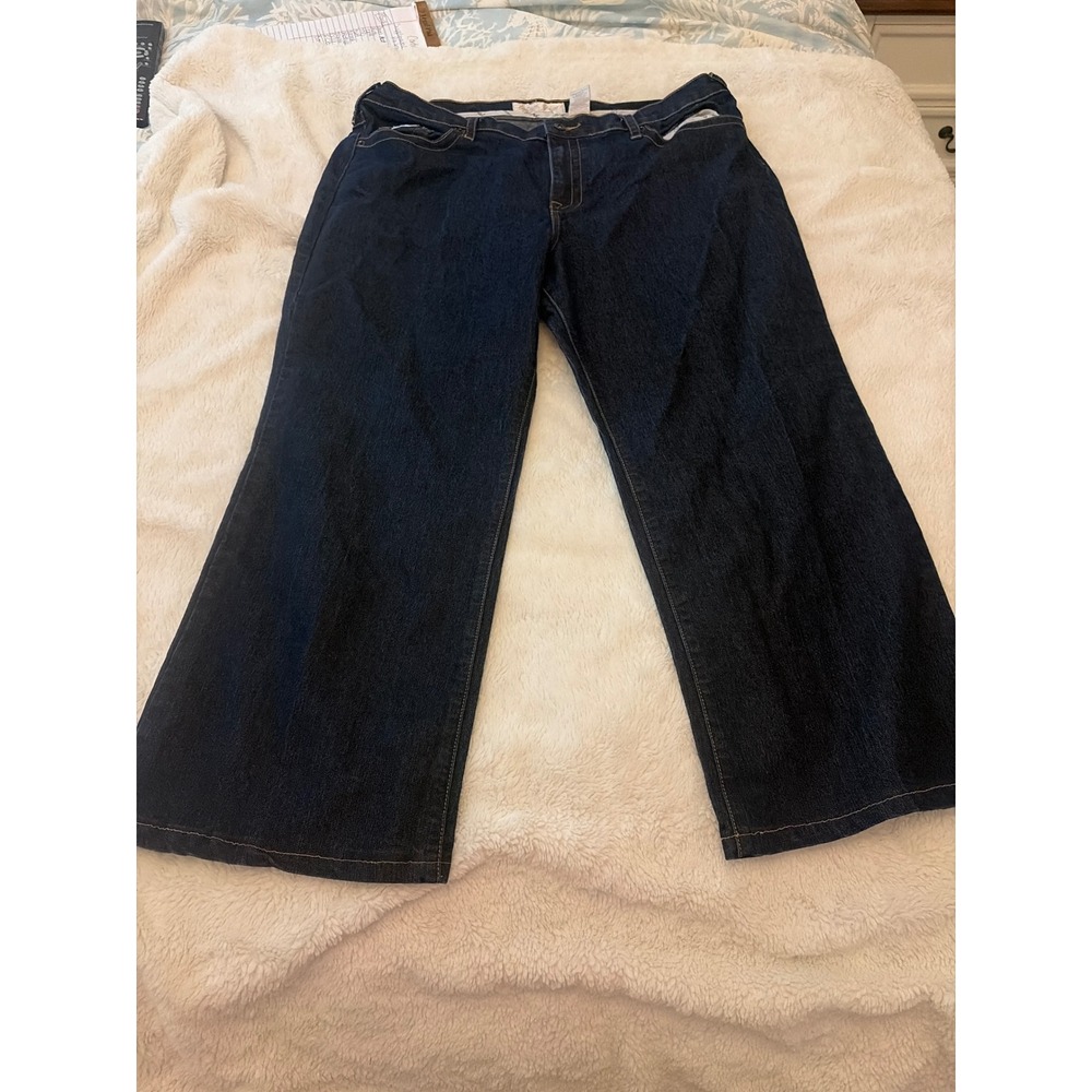 Baby Phat Womens Size 22 Dark Wash Wide Leg Embroidered Cat Logo Jeans FAC006R5